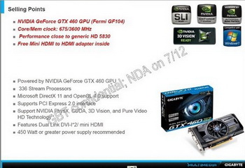 Gigabyte GeForce GTX 460 bench